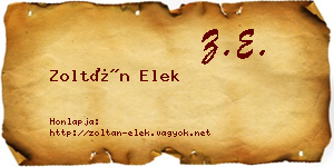 Zoltán Elek névjegykártya